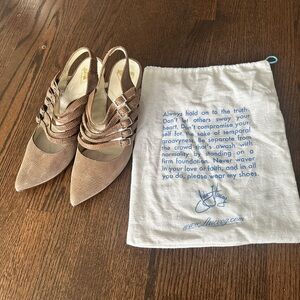 John Fluevog Coffee Macchiato Womens Strappy Pointed Toe Heels in Brown Cairo